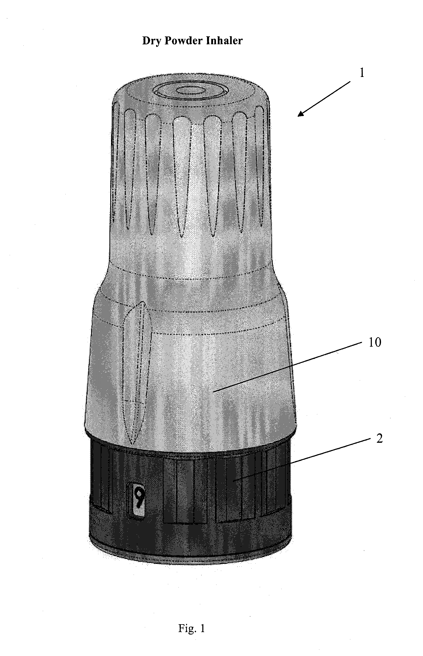 Dry powder inhaler with large capacity reservoir