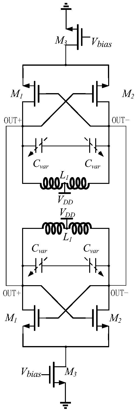 Coupling voltage-controlled oscillator based on four-port coupling network