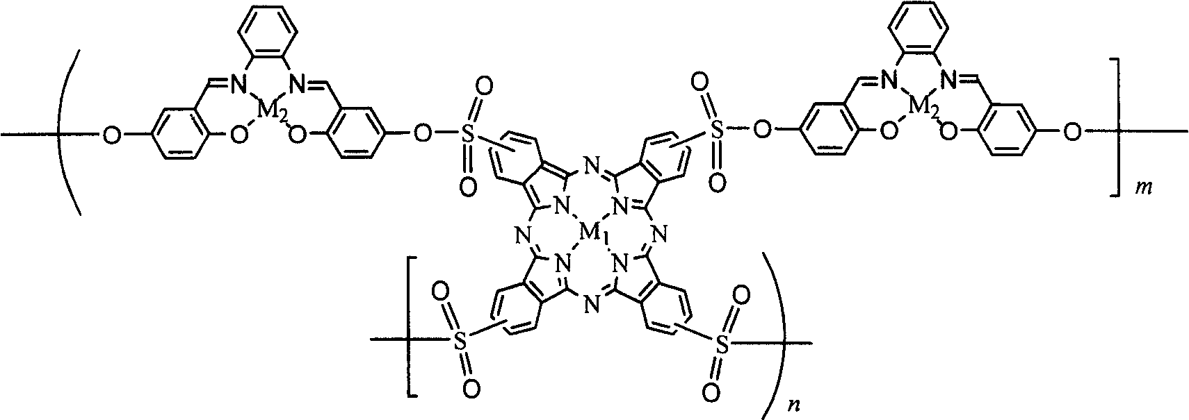 Polymer xifualkali phthalocyanin bimetal compound, its preparation method and application