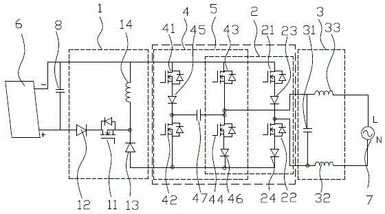 Single-phase grid-connected inverter with active power decoupling function, and power decoupling method