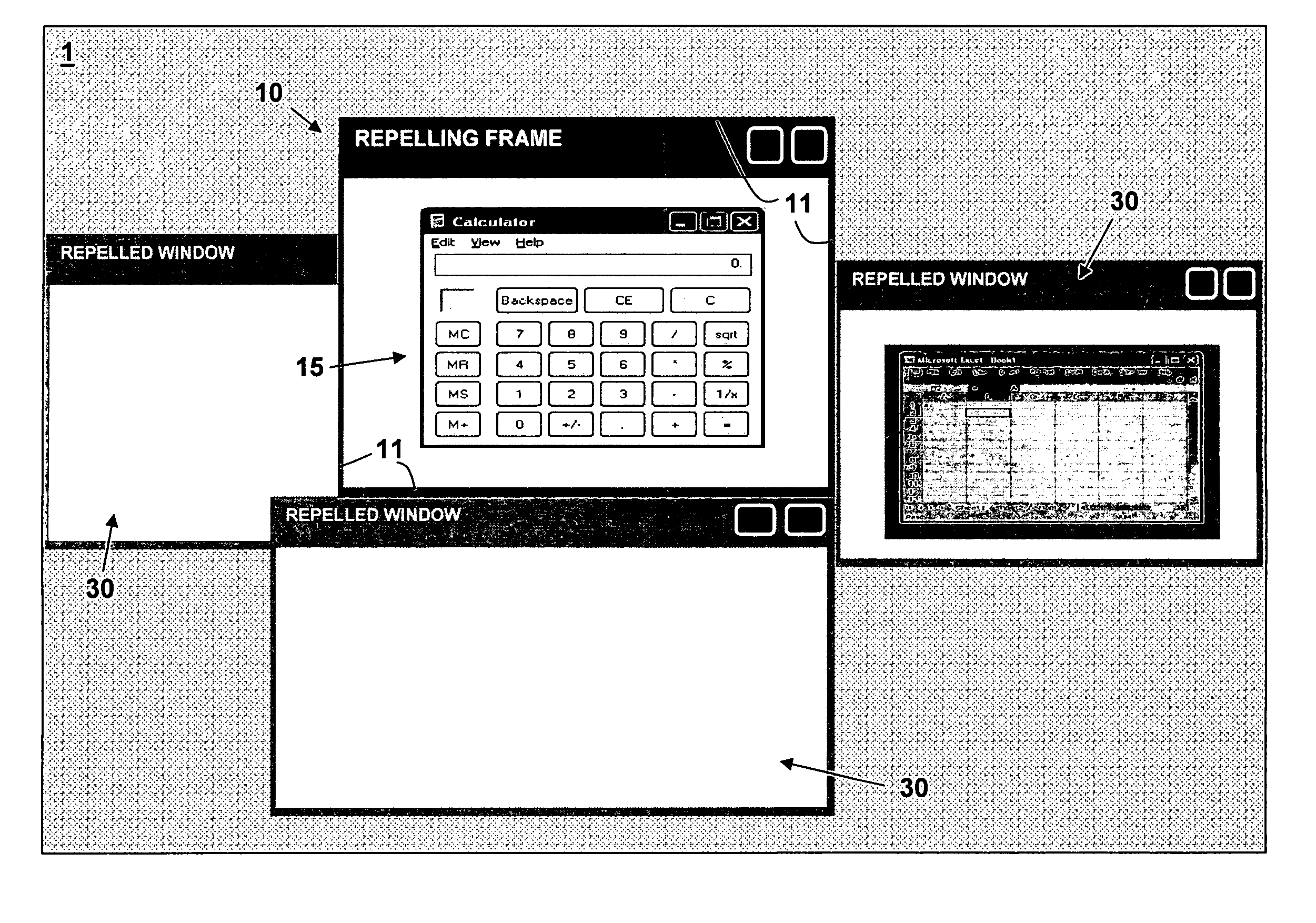 Pop-up repelling frame for use in screen sharing