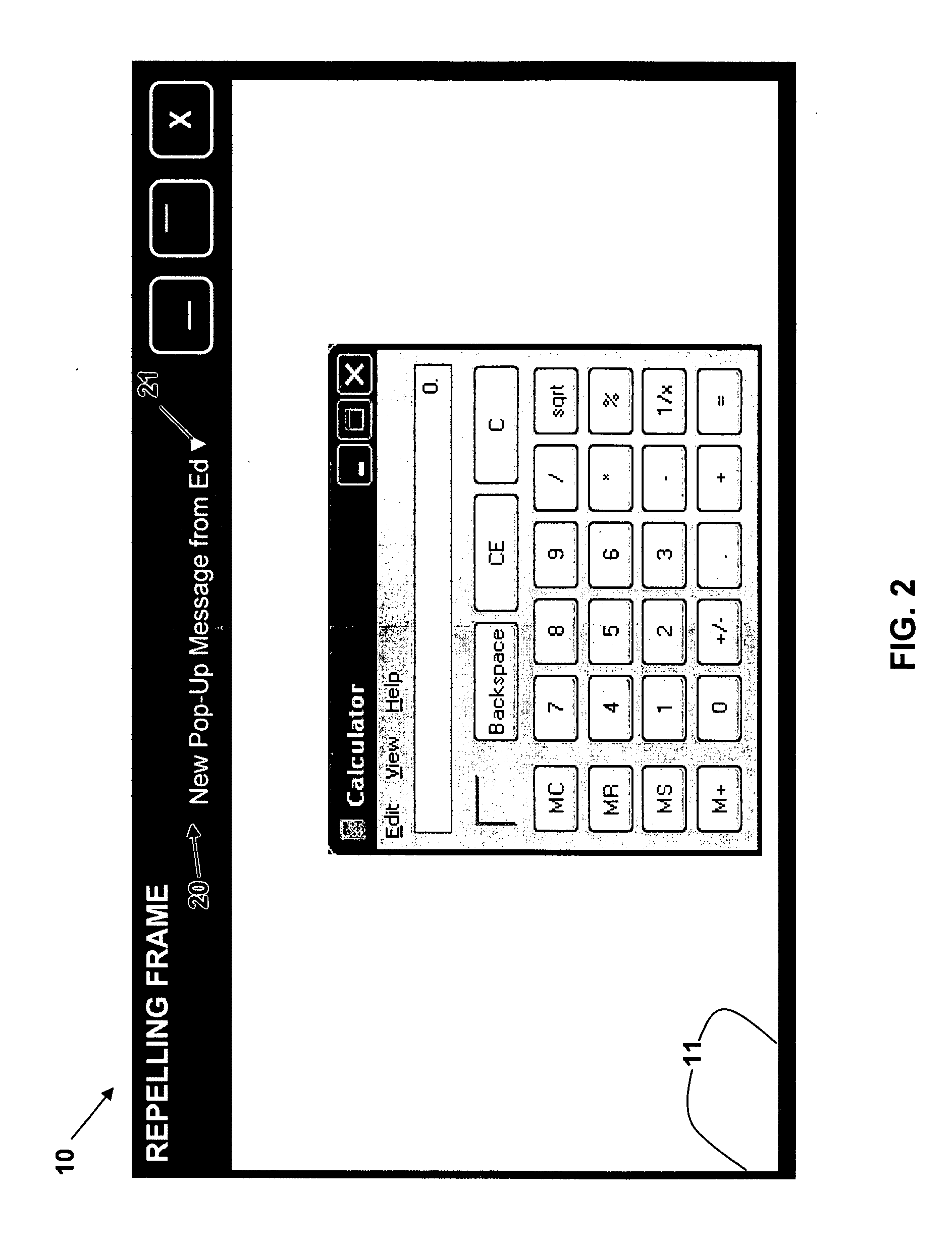 Pop-up repelling frame for use in screen sharing