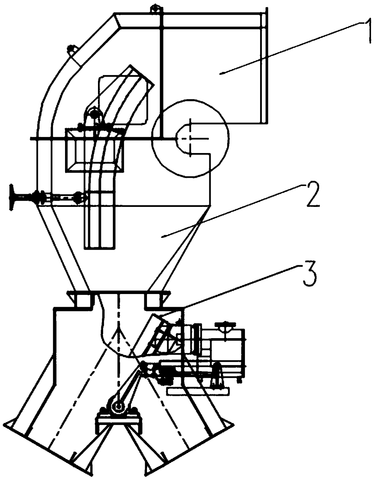 Flow guiding funnel distributor