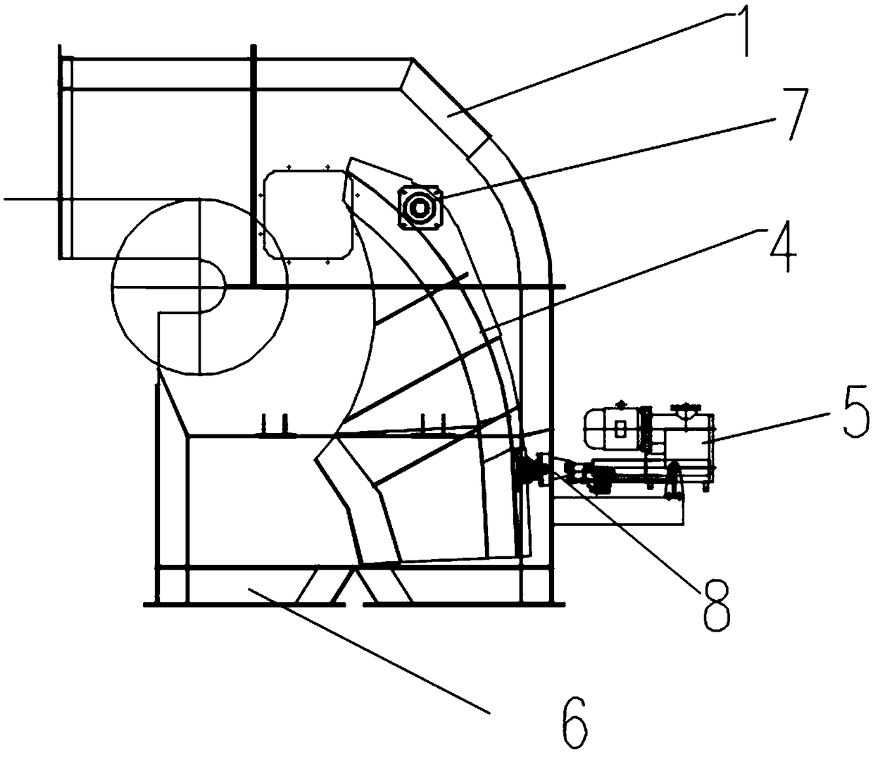 Flow guiding funnel distributor