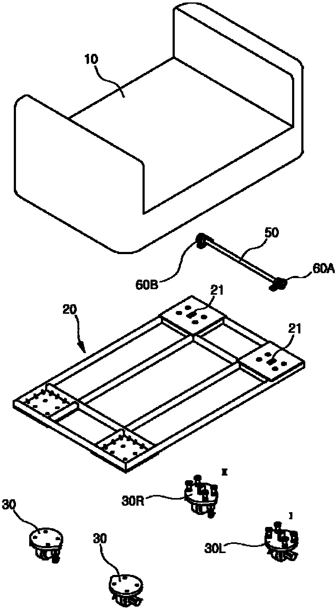 Non-elastic suspension frame structure of automatic guiding vehicle