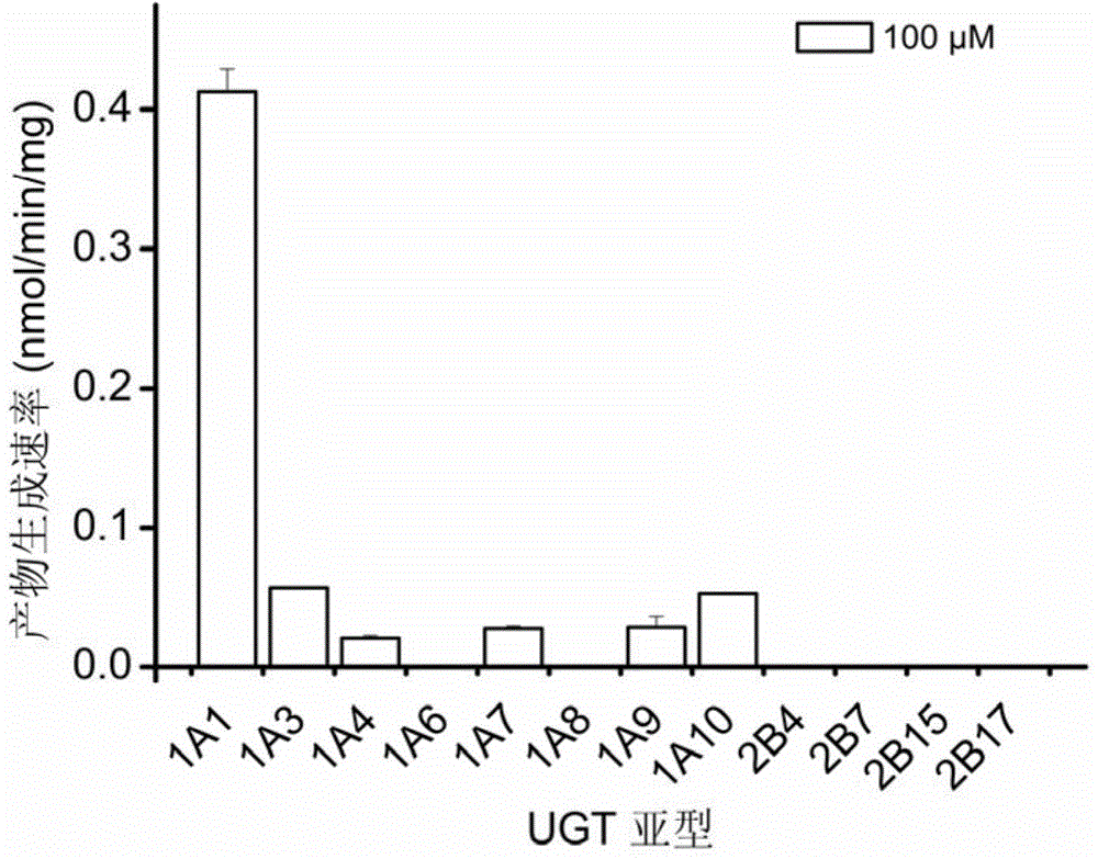 Specific fluorescent probe for glucuronyl transferase UGT1A1 and application thereof