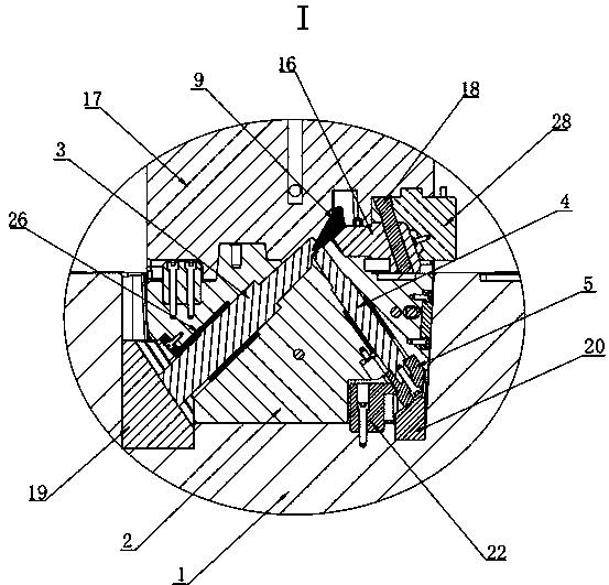 Spoiler support die secondary ejection core pulling structure