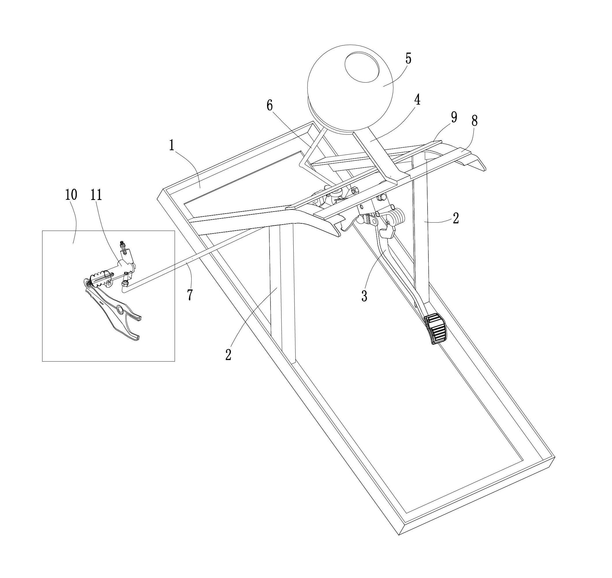 Clutch and separation device for running-in rack of engine