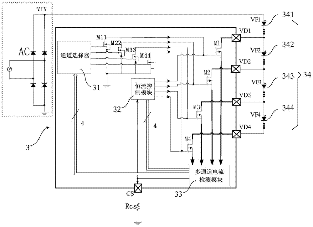 Linear multi-channel LED constant-current drive circuit