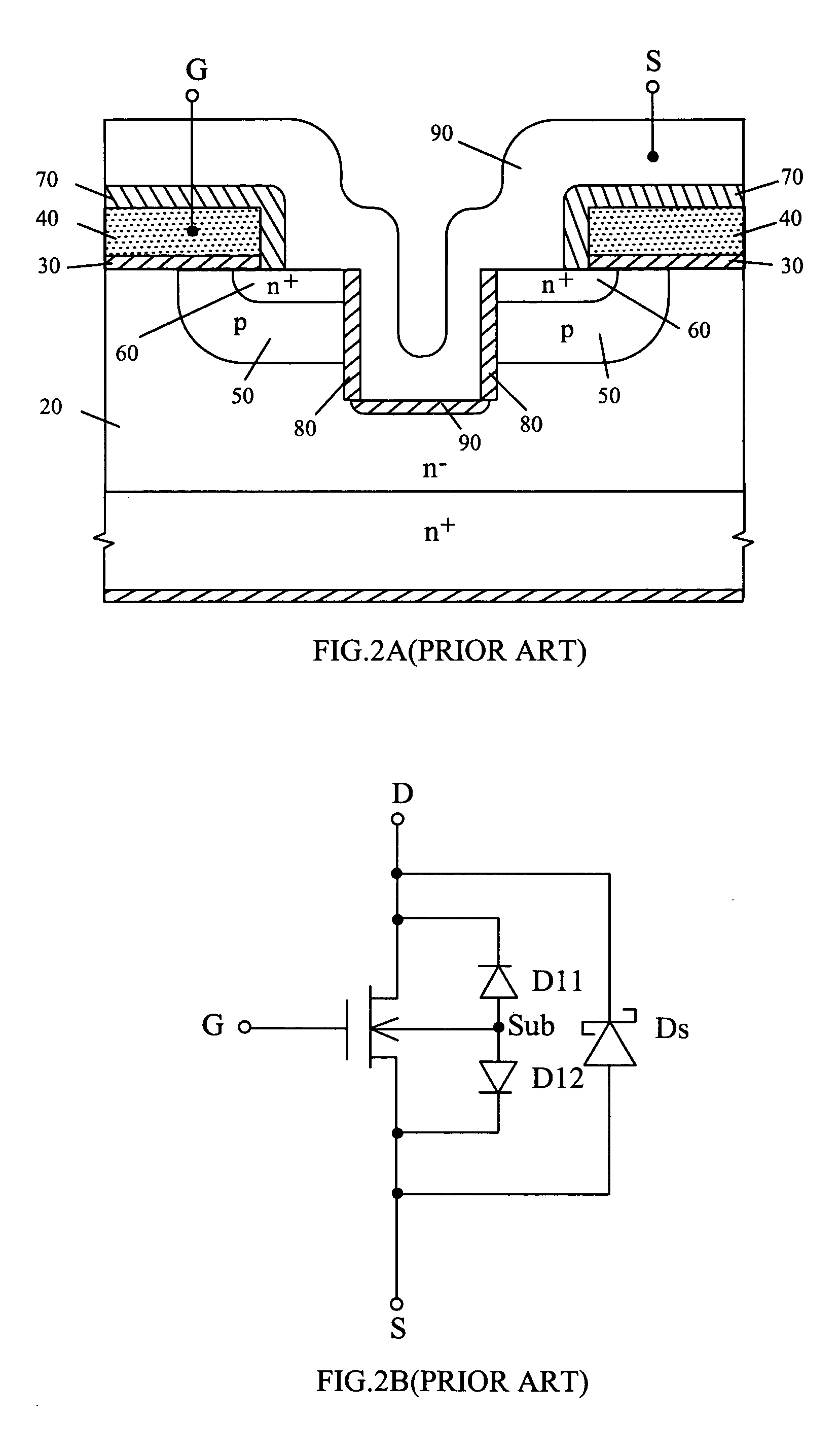 Self-aligned Schottky-barrier clamped planar DMOS transistor structure and its manufacturing methods