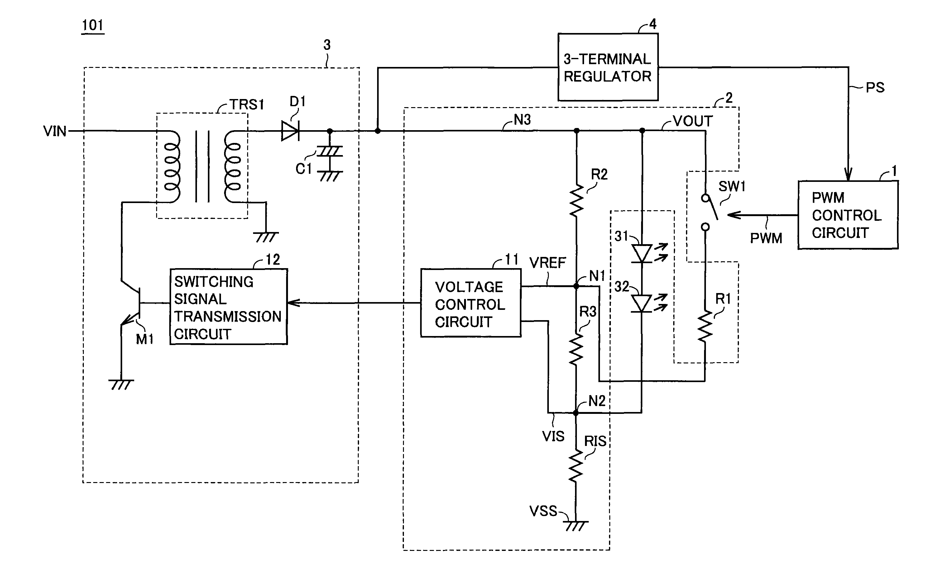 Driving device for providing light dimming control of light-emitting element