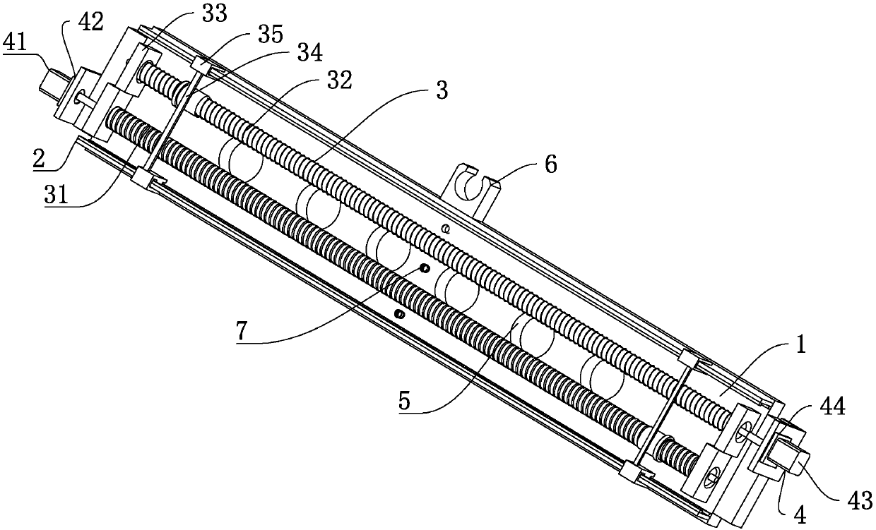 Parallel shaft shared guide rail device