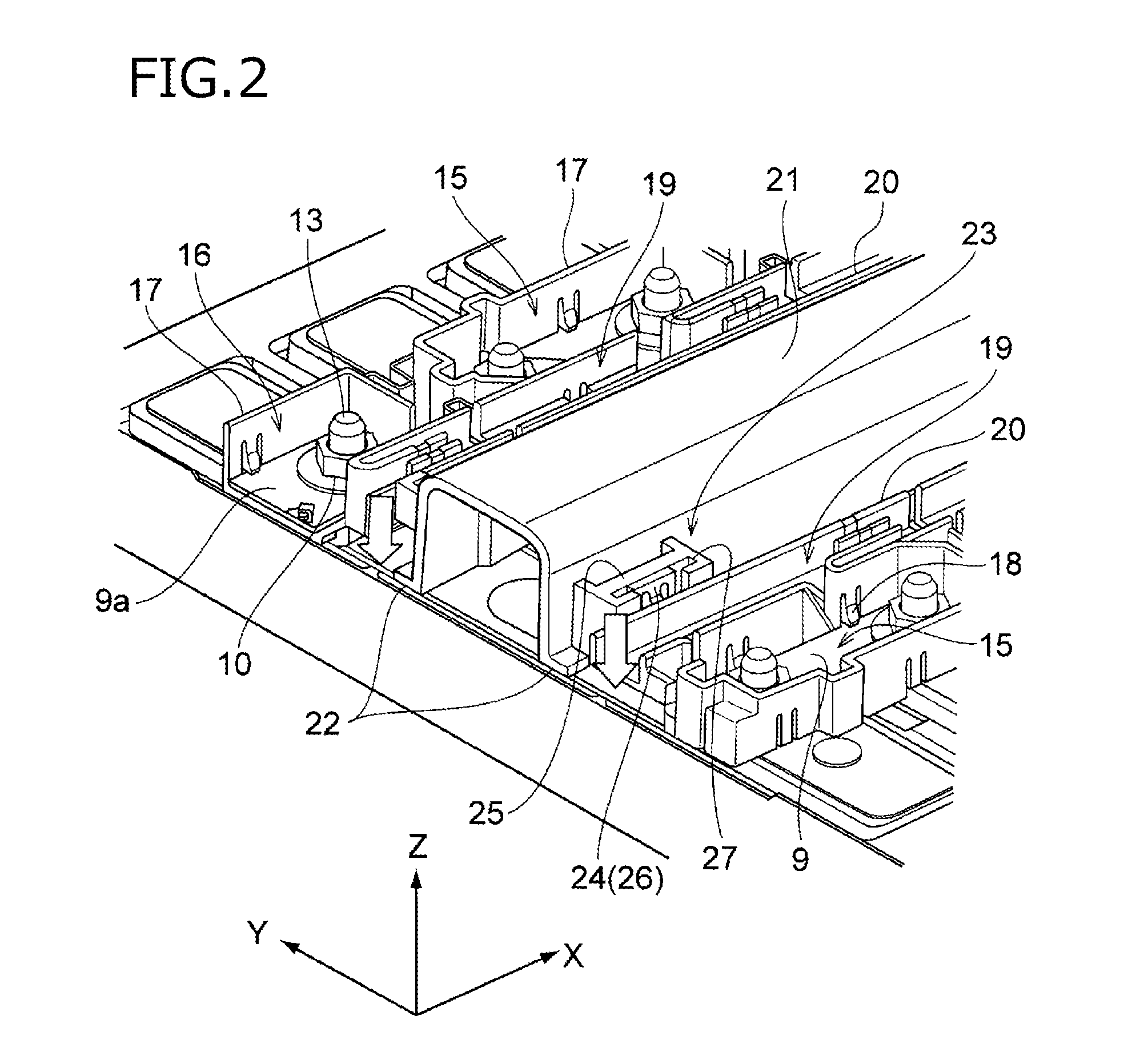 Duct holding structure for battery assembly body