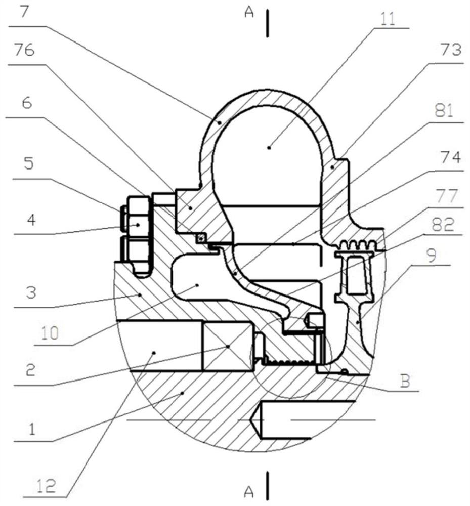 A connection structure of high temperature gas outlet end of low temperature turbo pump