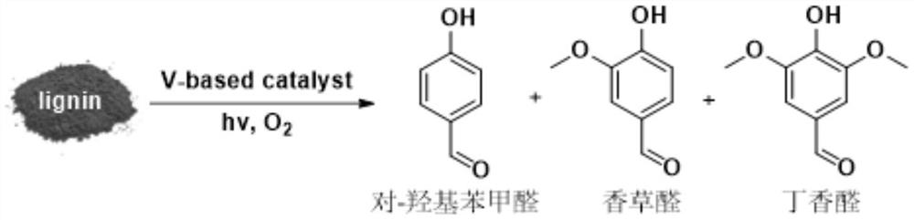 Method for preparing aromatic aldehyde through visible light catalytic oxidation of lignin