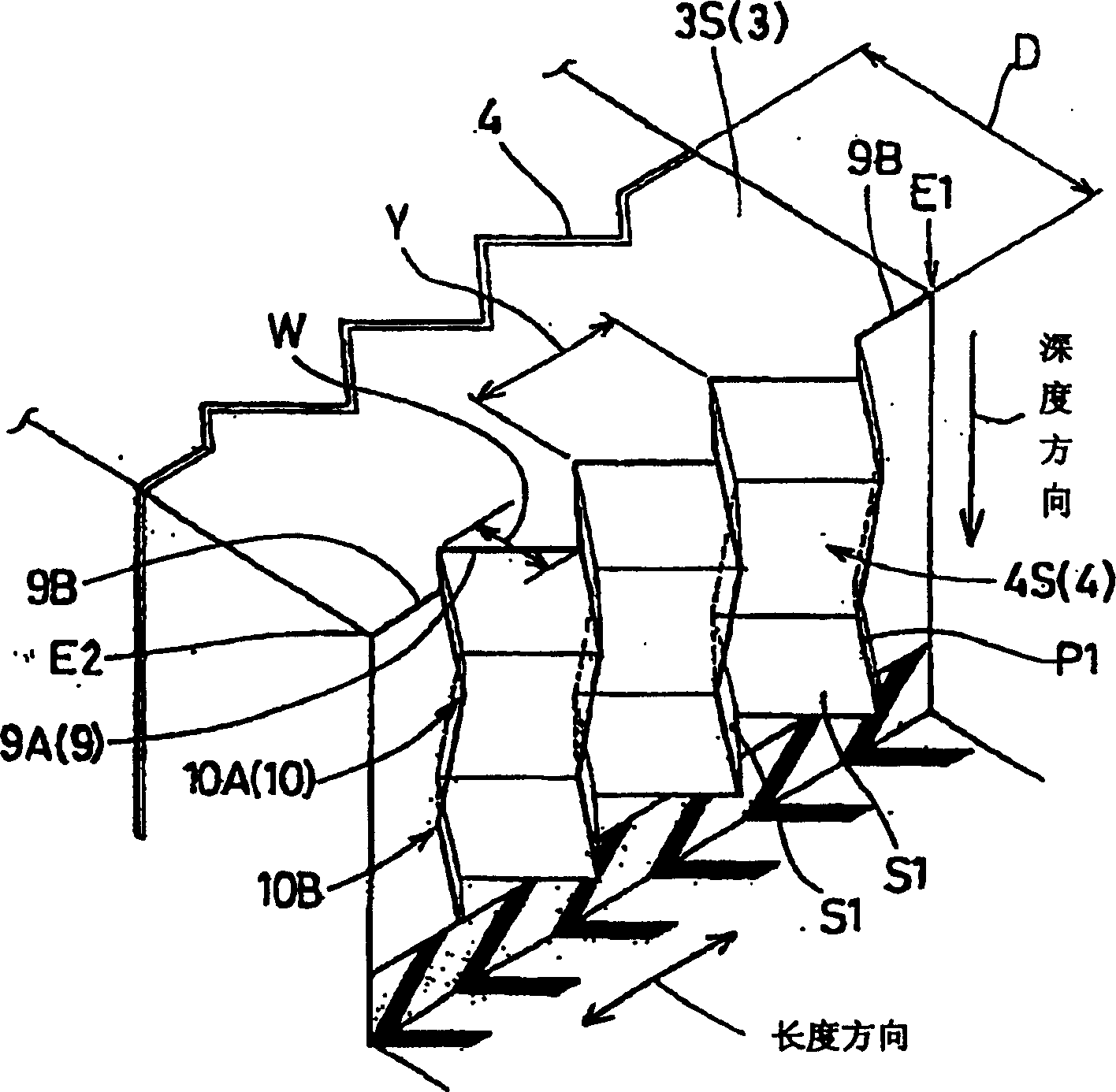 Inflated tire and vulcanized metal die thereof