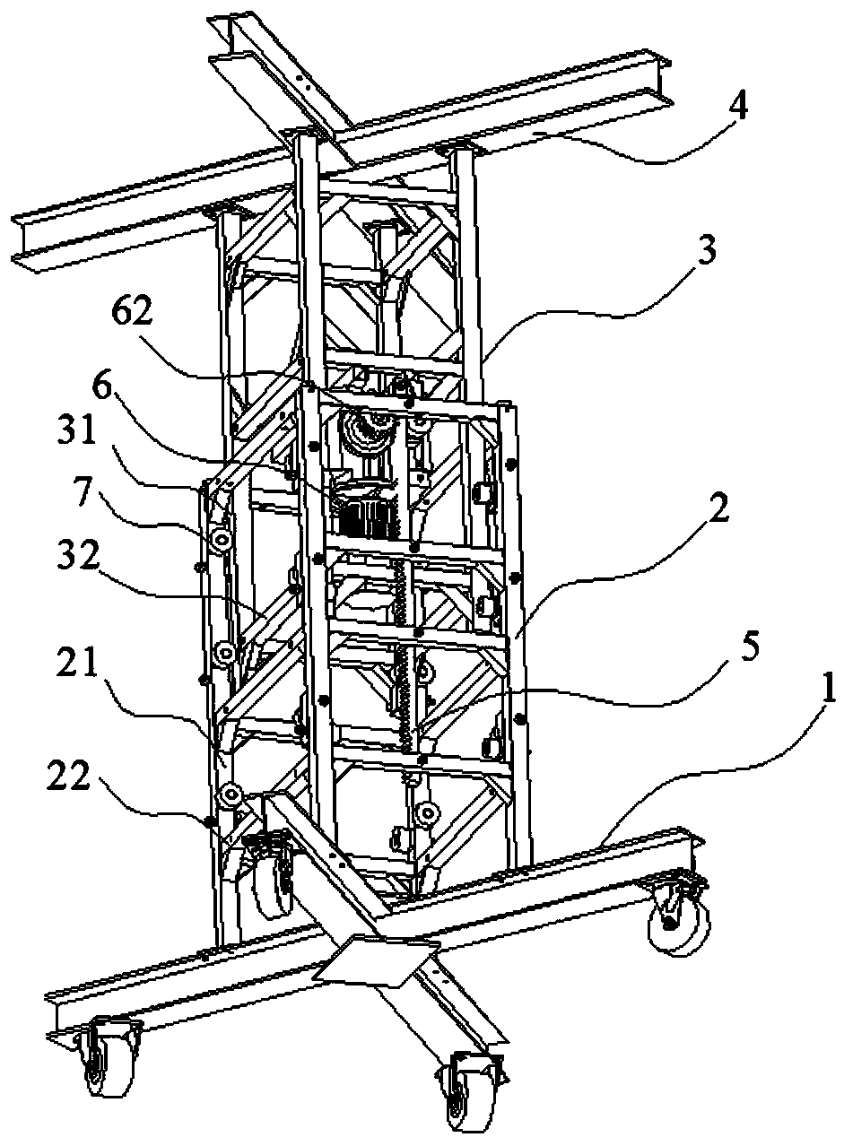 Assembled installation trolley for laminated slabs, and use method thereof