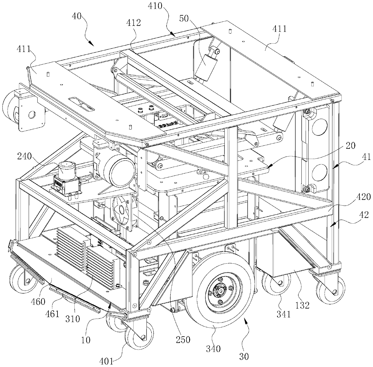 Transport robot and chassis structure thereof