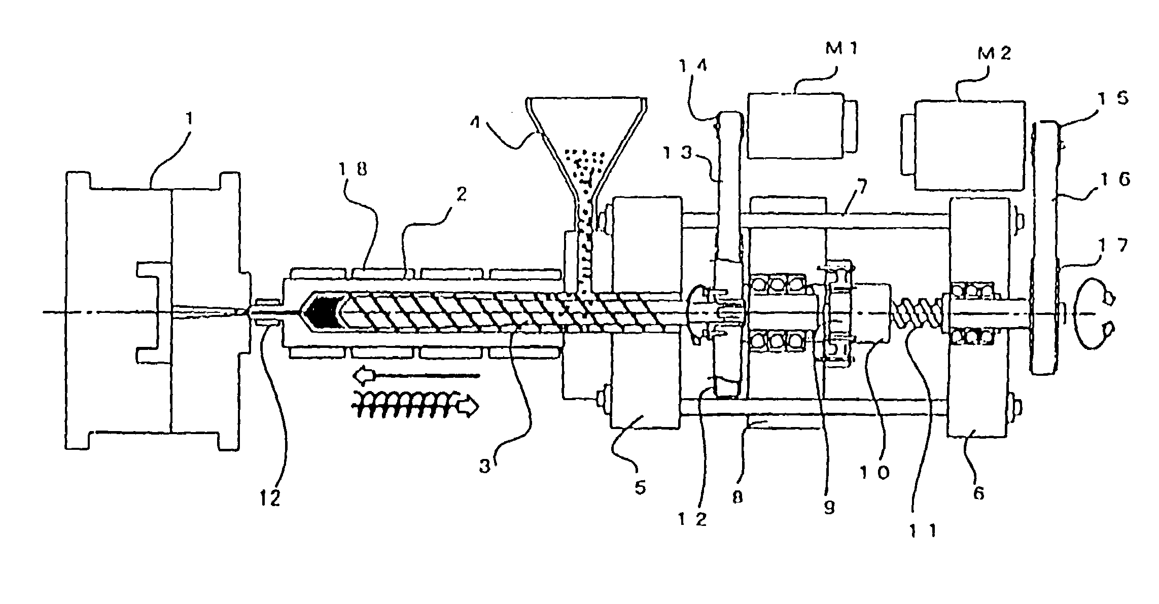 Injection molding machine metering and control device
