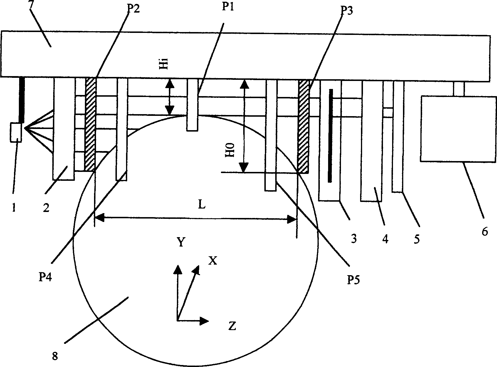 Optical projection measurer for external diameter of large wheel diameter