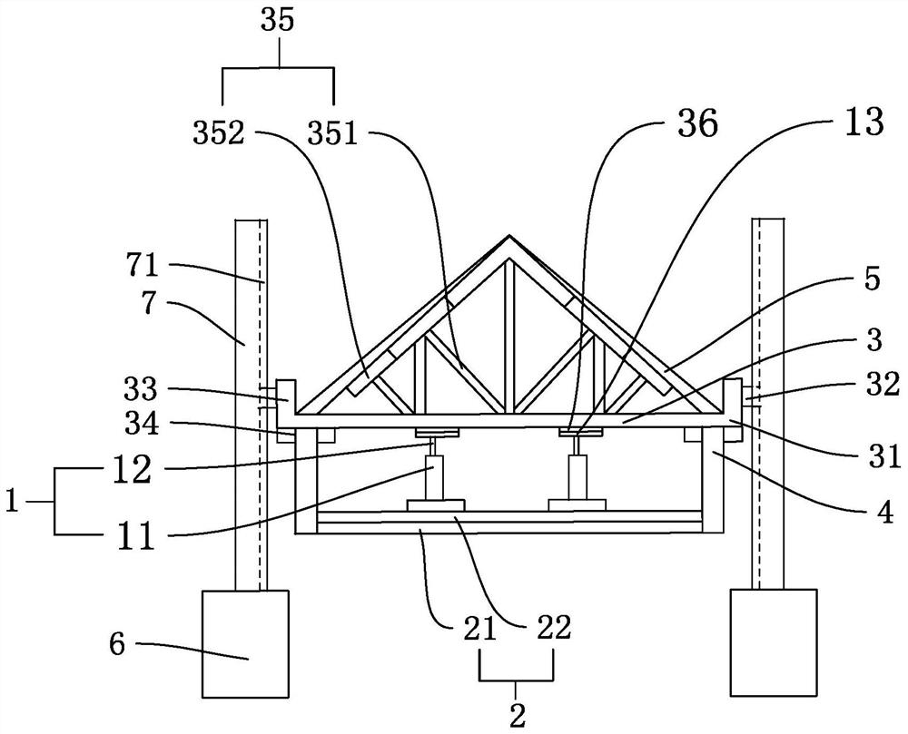 Roof integral jacking system and method
