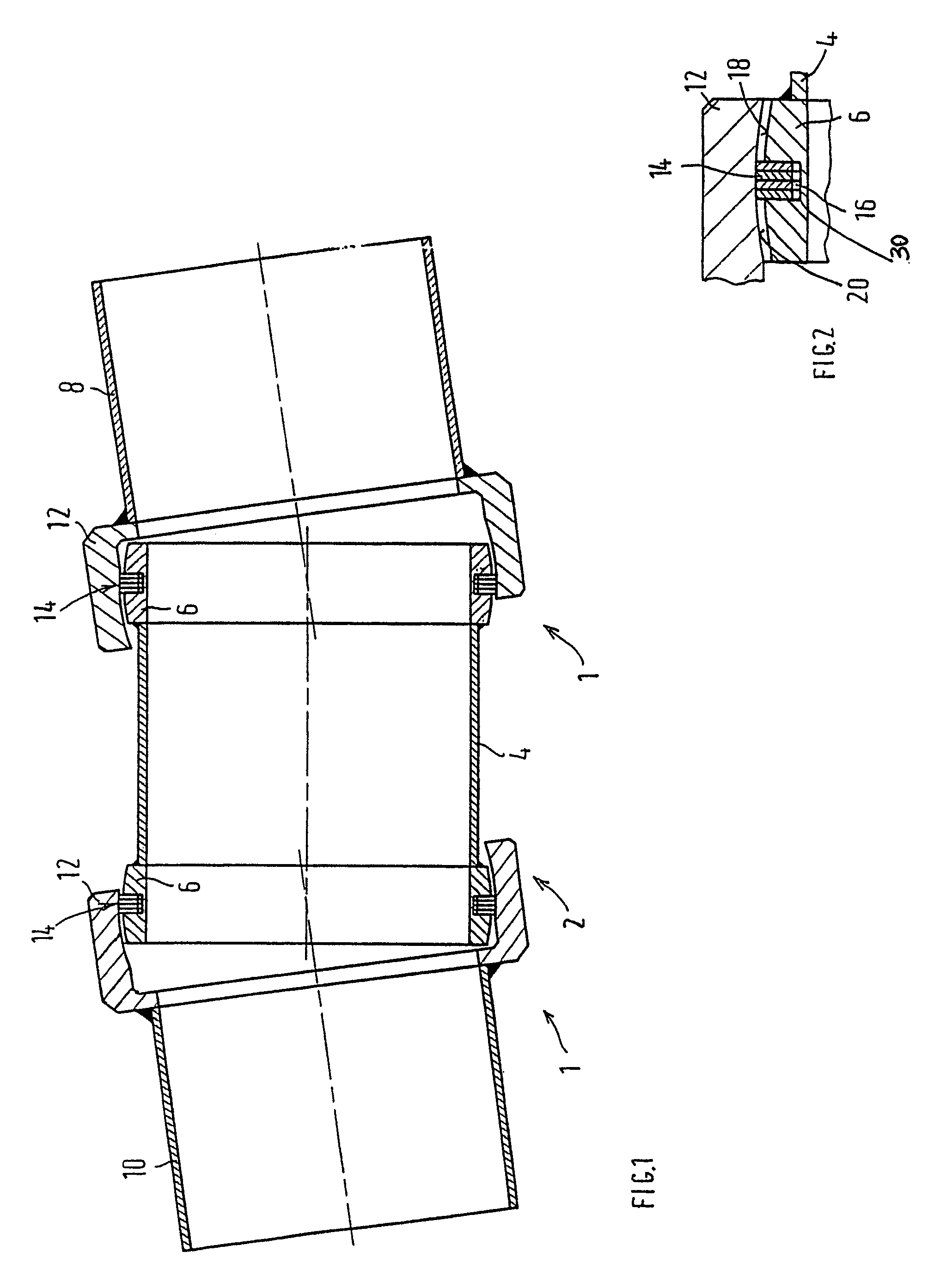 Axial and radial play and angle compensation of a tolerating pipe connection