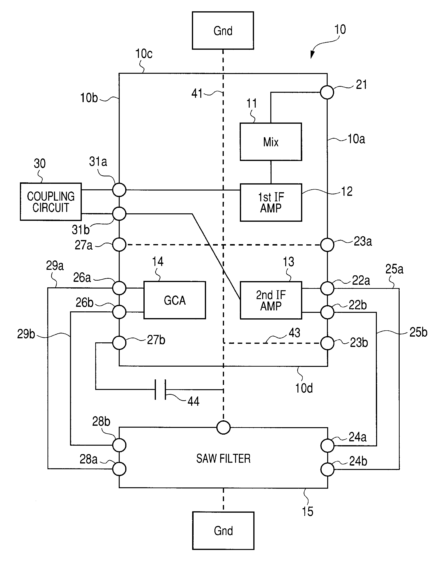 High-frequency circuit in which high-frequency filter is parallel installed to integrated circuit