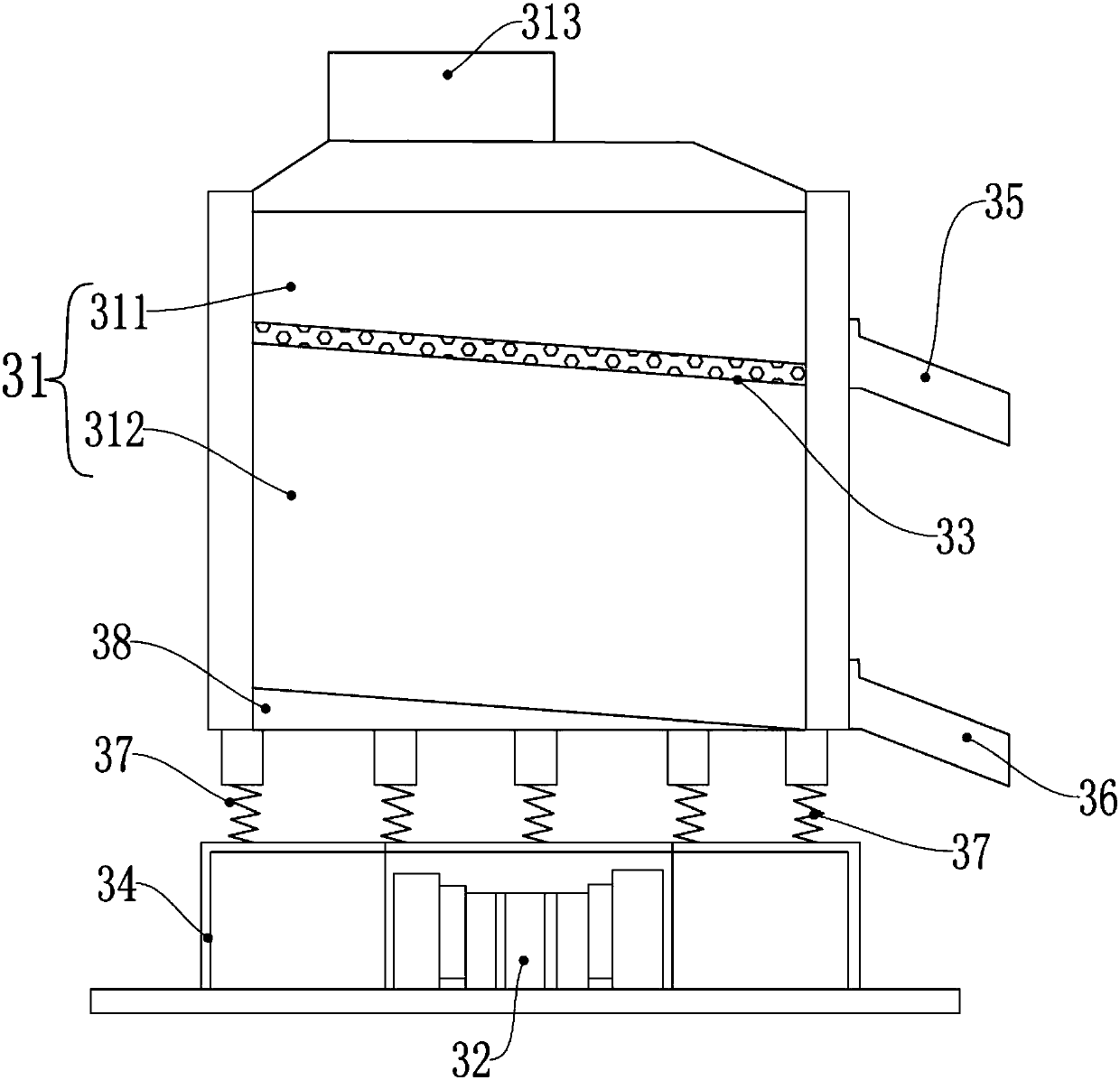 Belt drying device with screening function