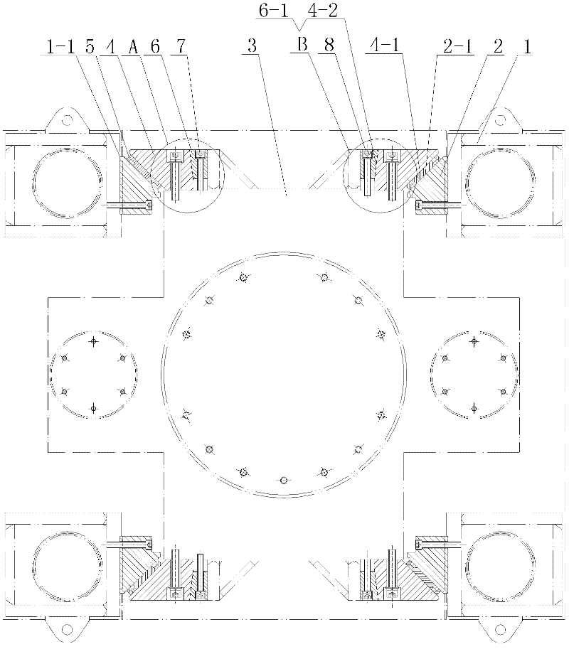 Slide block guiding device for powder hydraulic machine