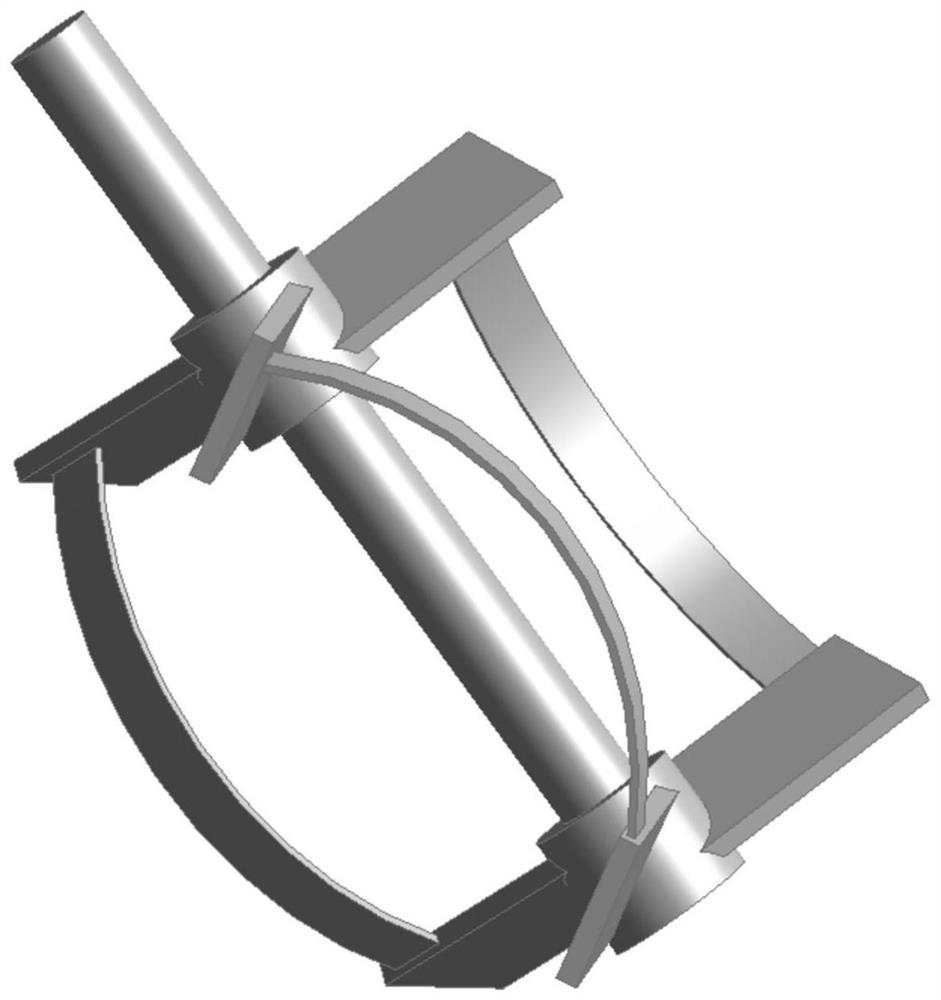 Elastic folding stirring paddle for strengthening phosphorite acidolysis