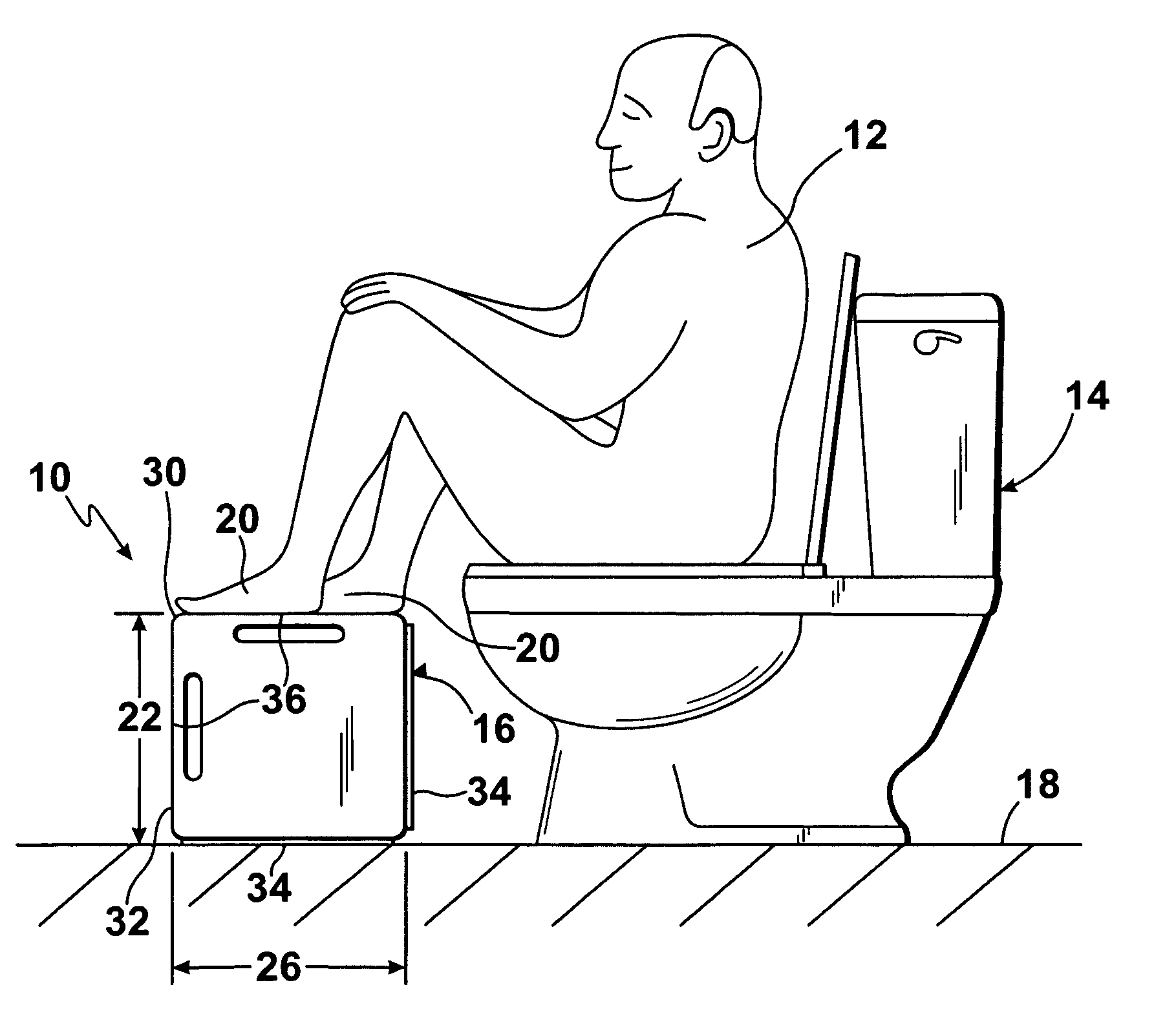 Device for a person to reduce straining during expulsion of fecal matter into a toilet