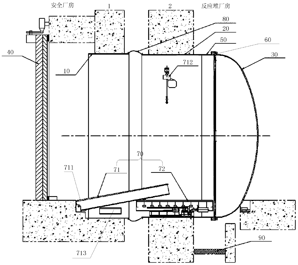 Nuclear power plant double-layer containment equipment sealed cabin and opening and closing method thereof