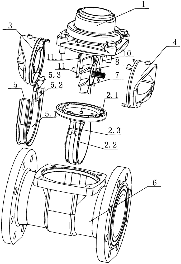 Horizontal screw type water meter