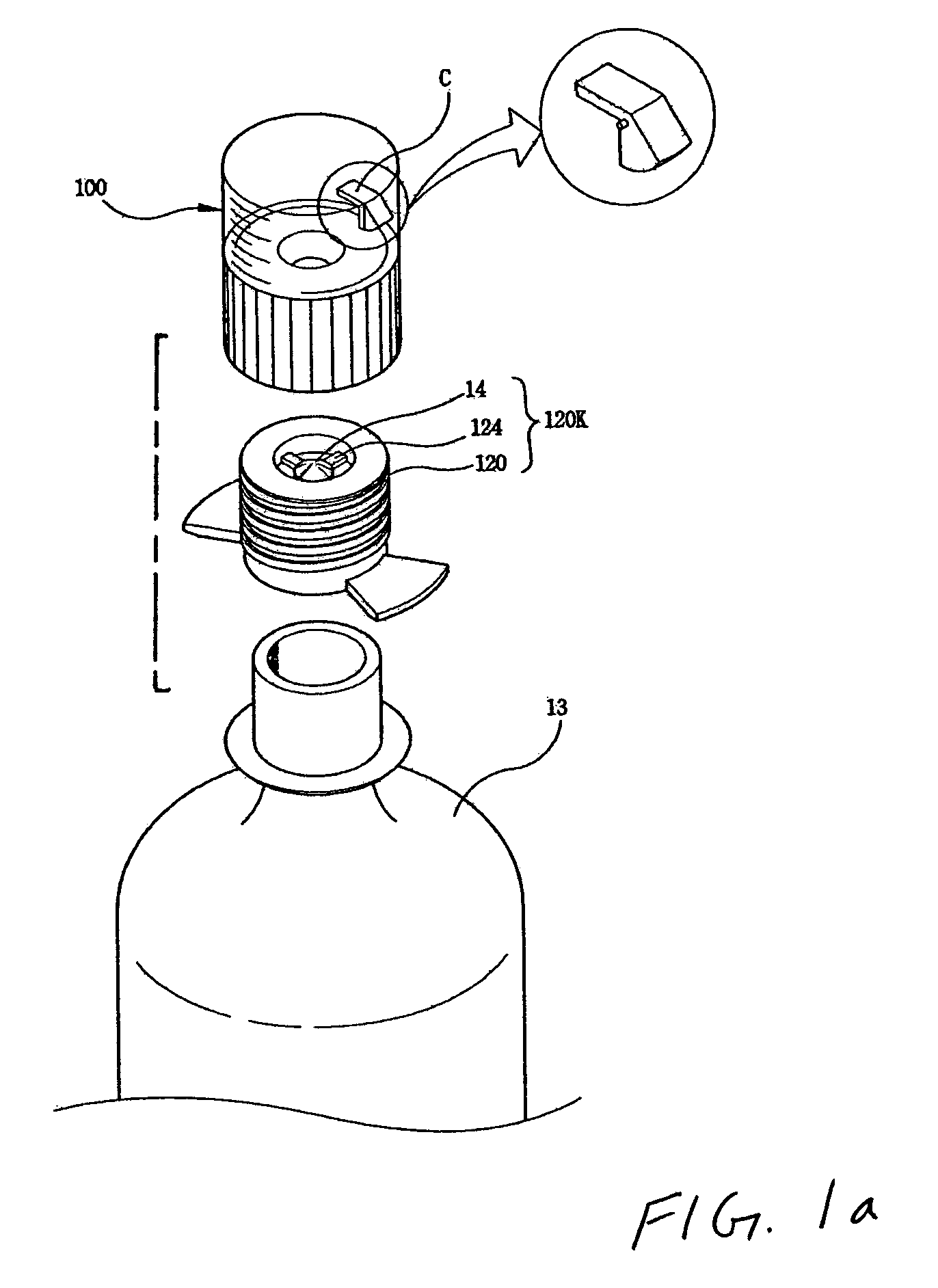 Cap device for mixing different kinds of materials separately contained therein and in bottle