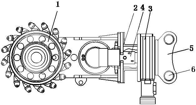 Horizontal-axis milling and digging head with rotation function