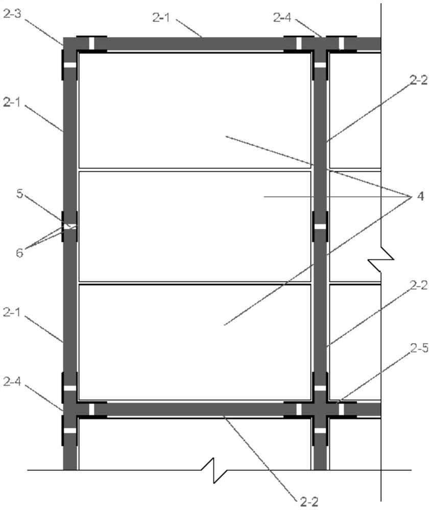 A prefabricated inline shear wall-prefabricated floor slab system FRP sheet connection structure and method