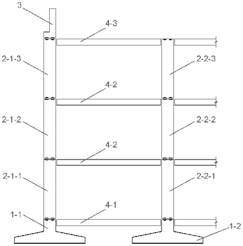 A prefabricated inline shear wall-prefabricated floor slab system FRP sheet connection structure and method