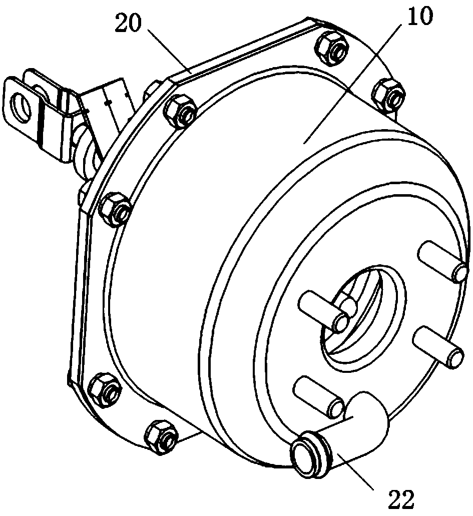 Air pressure booster assembly based on feedback disc structure