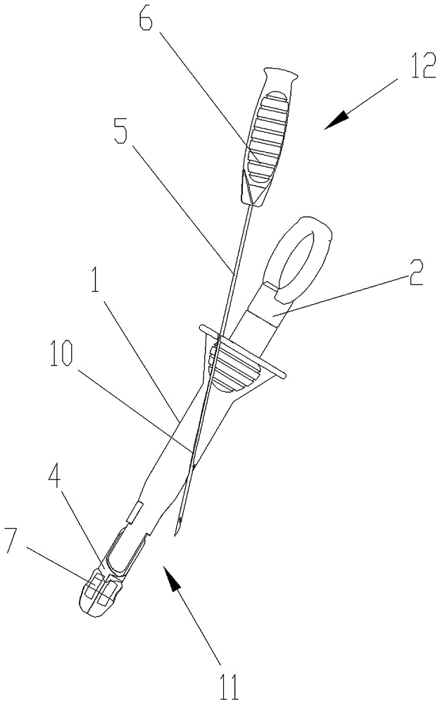A laparoscopic knot pushing suture device