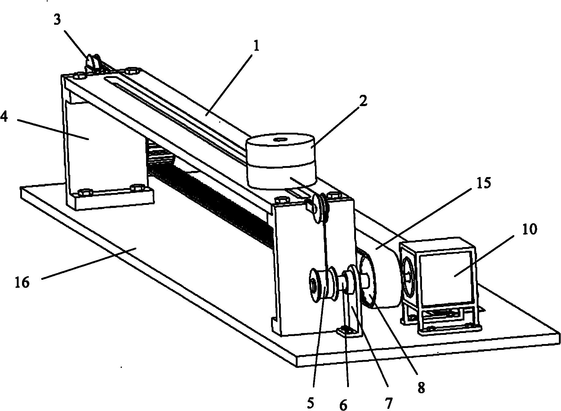 Dynamic property testing platform for movable mass simply-supported beam