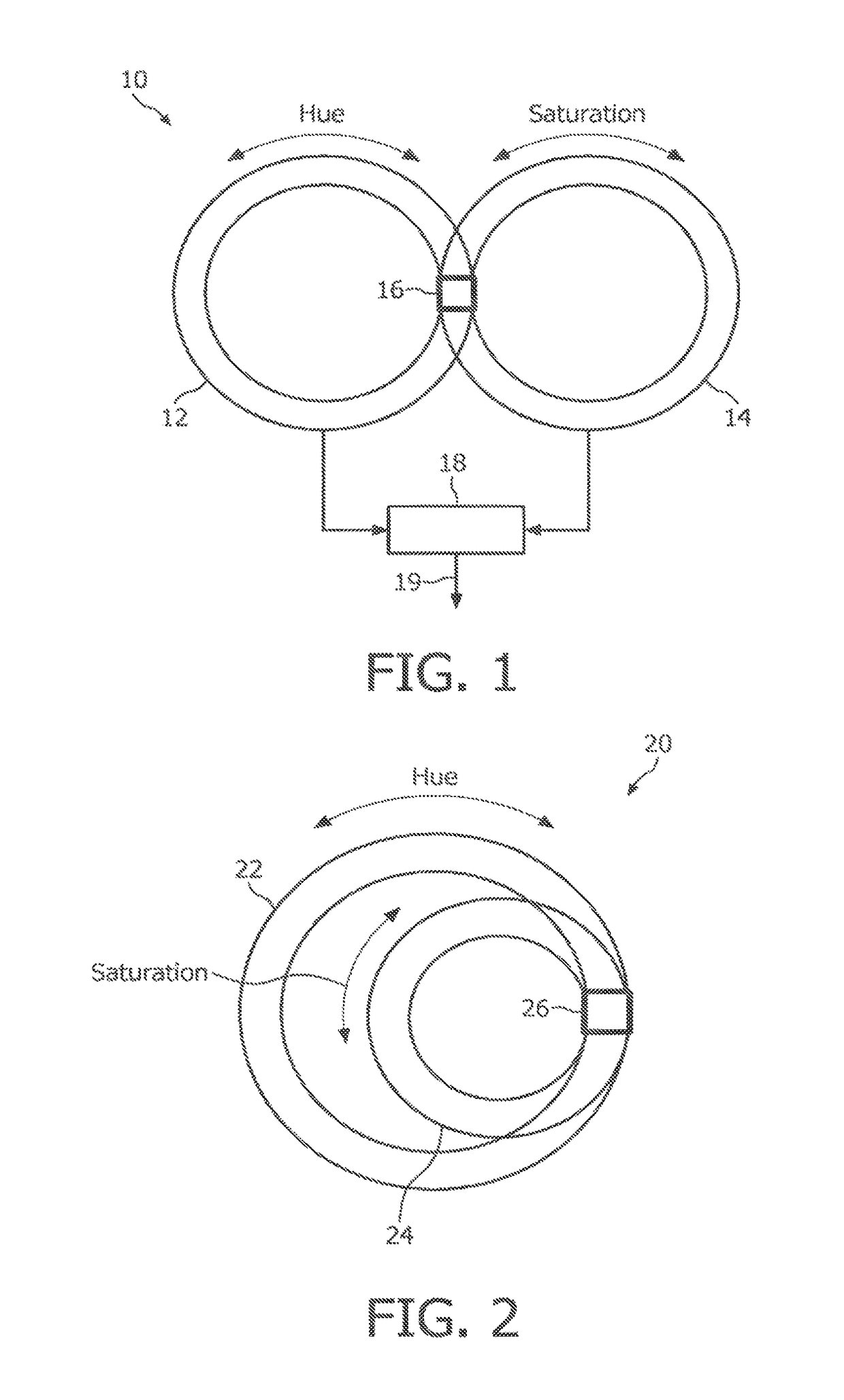 Color selection input device and method