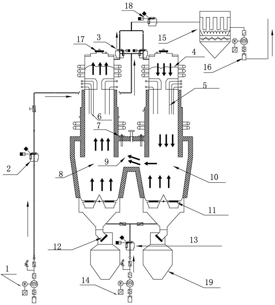 Quick and stable cooling and emptying method for double-chamber kiln