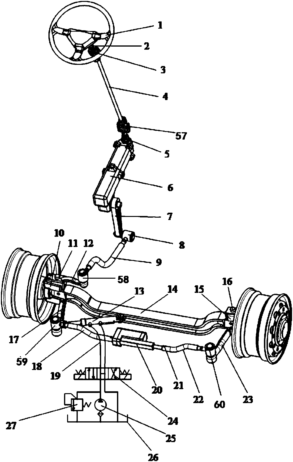 Electro-hydraulic hybrid power steering system of four-wheel walking machinery and a control method of electro-hydraulic hybrid power steering system