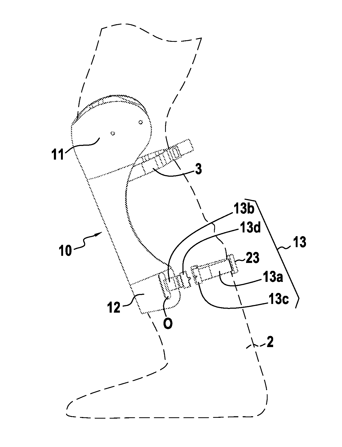 Device for protecting the knee joint with a strap