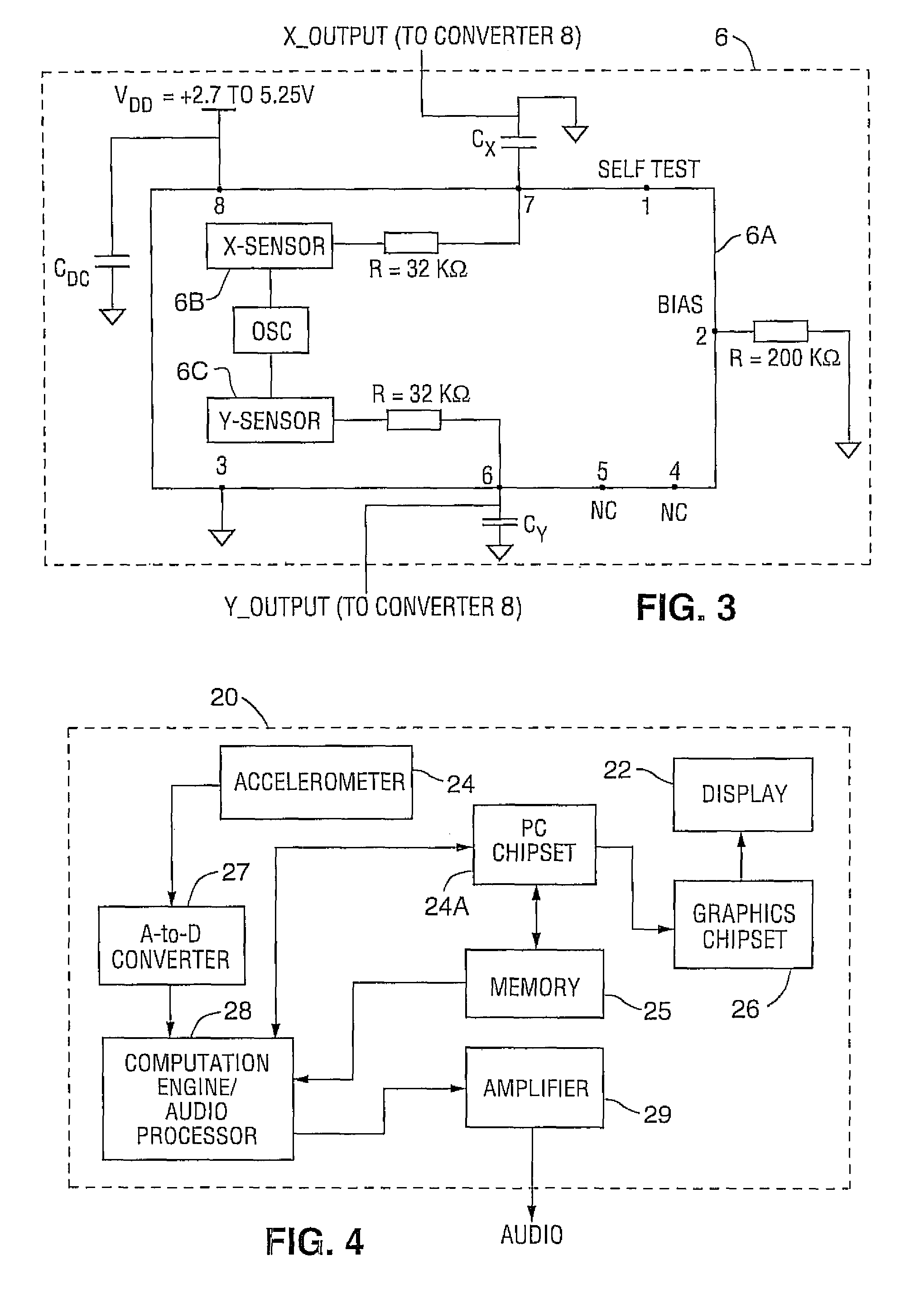 Portable device with freefall detection or audio processing subsystem and freefall detection or audio processing method
