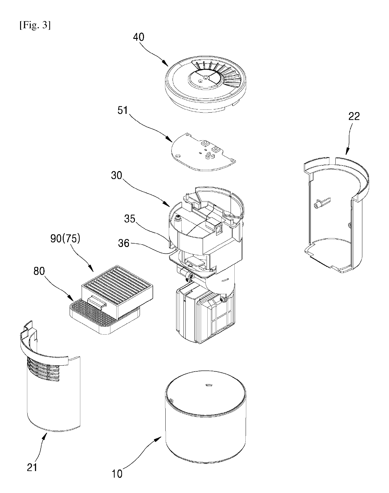 Compact air cleaner using UV LED and photocatalytic filter