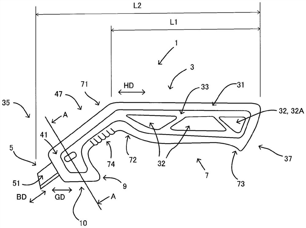 Package opening knife and package opening knife package body