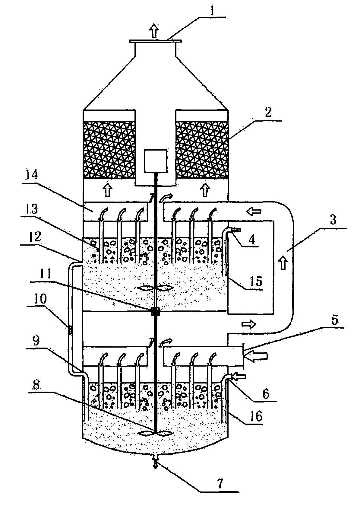 Reactor suitable for sulphur dioxide gas leach manganese dioxide ore