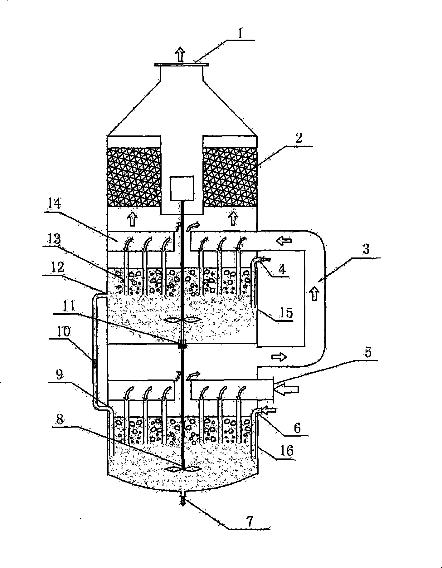 Reactor suitable for sulphur dioxide gas leach manganese dioxide ore