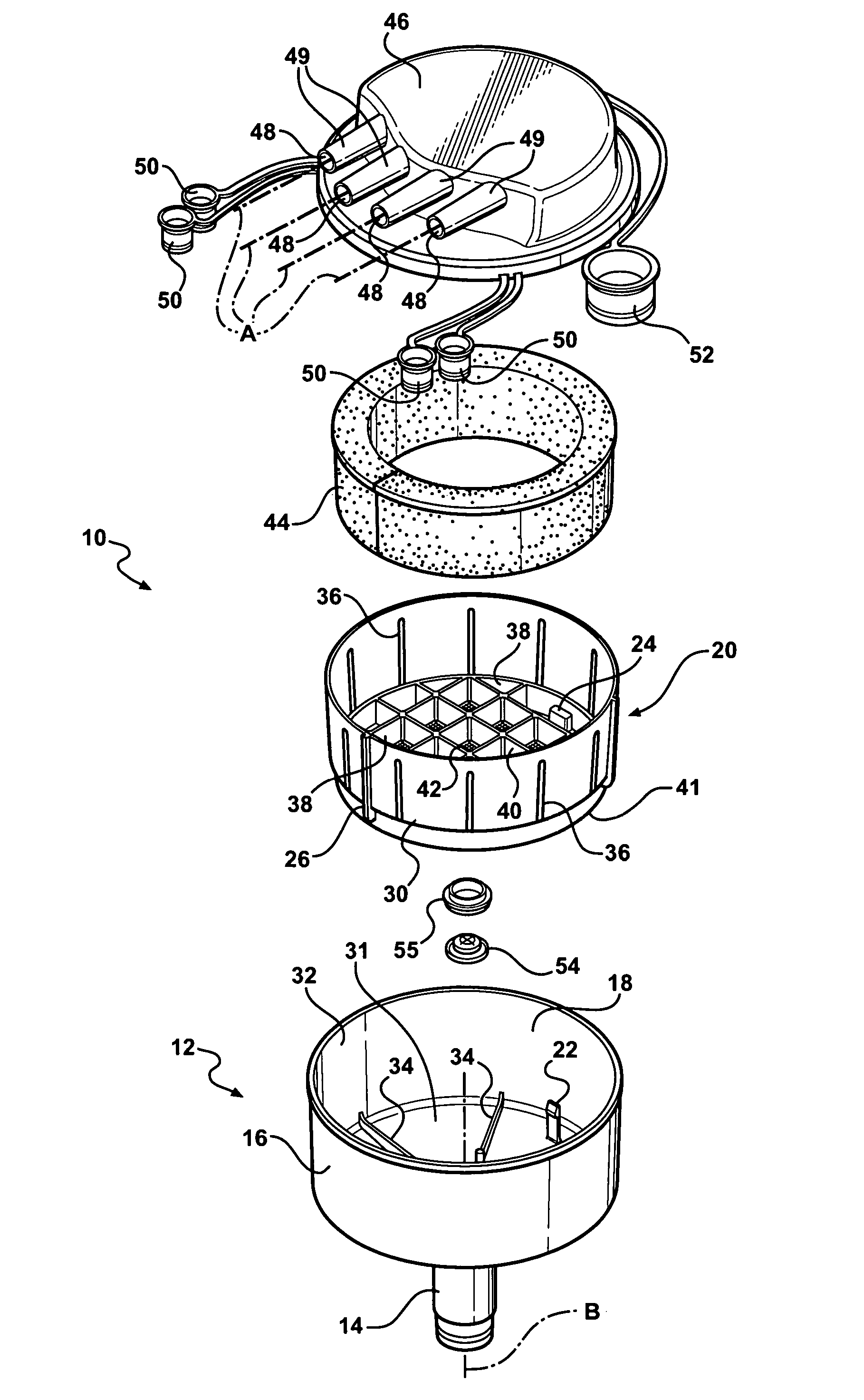 Manifold and filter assembly with filter basket